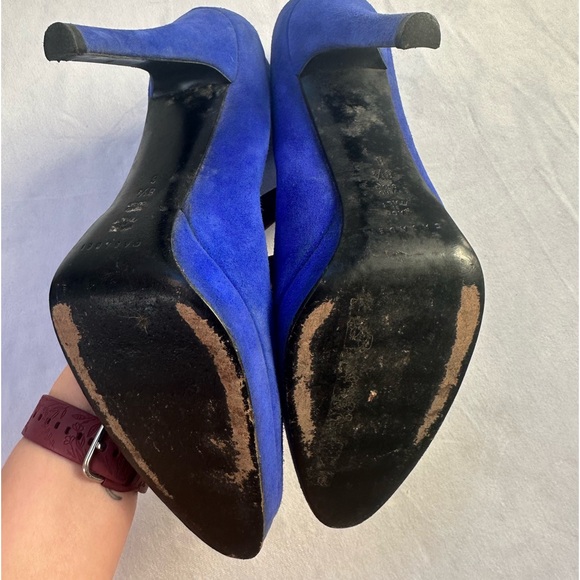 Casadei Blue Suede Leather Heeled Booties - Picture 7 of 12